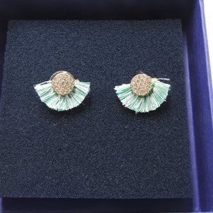 Green/gold Bohemian Women's stud earrings 0.5 inch